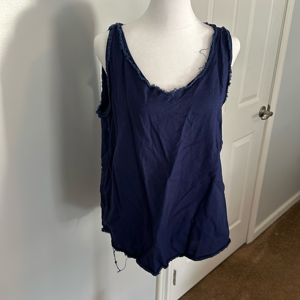 Navy blue linen tank top